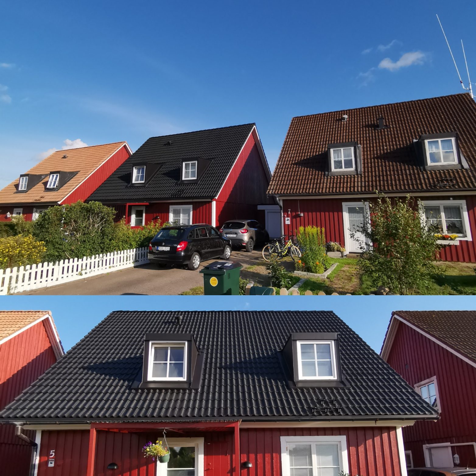 Före och efter – takmålning ger villan ett fräscht helhetsintryck