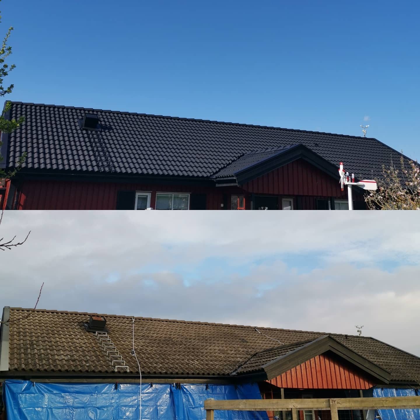 Före och efter – från sliten till nyrenoverad takyta